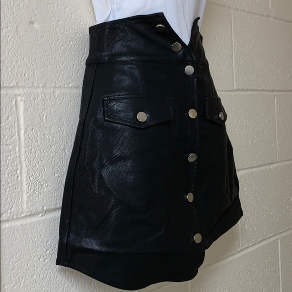 EGGIE Wicked Skirt Pleather High Waisted Black - Picture 7 of 8